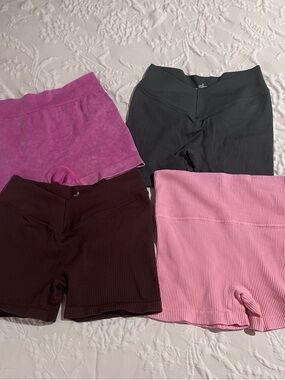 Women’s Ribbed High-Waist Shorts - Pink, Magenta, Charcoal, Maroon